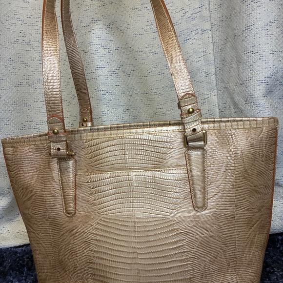 Brahmin Medium Asher Cabana Vineyard Stripe Crocodile Embossed Leather Tote Bag - Picture 3 of 15